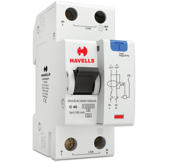 Havells RCBO 'A' Type SPN 2M 40 A Rating 100 mA Senstivity