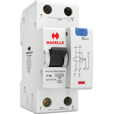 Havells  RCBO ‘A’ Type SPN 2M 6 Amp Rating 30 mA Senstivity