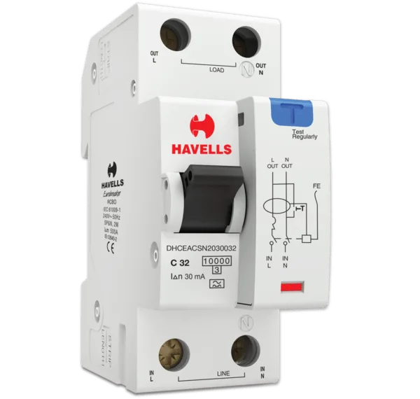 Havells RCBO 'A' Type SPN 2M 32 A Rating 30 mA Senstivity