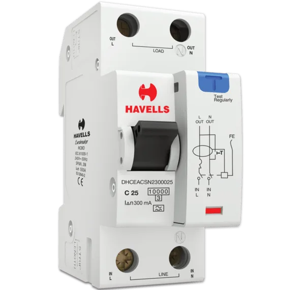 Havells RCBO 'A' Type SPN 2M 25 A Rating 300 mA Senstivity