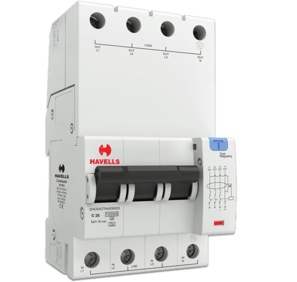 Havells RCBO 'A' Type TPN 4M 25A Rating 30 mA Senstivity