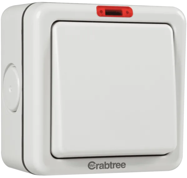 Crabtree Weatherpruf 1 Gang 10 A 2 Way Switch with Indicator IP66