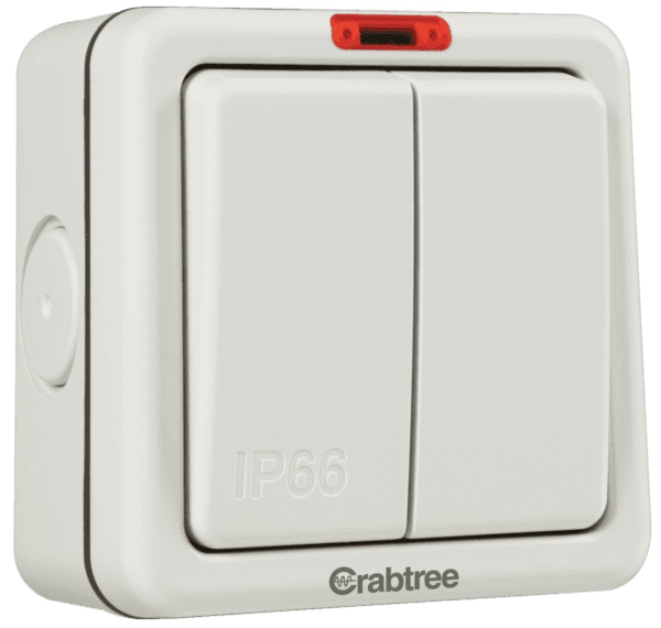 Crabtree Weatherpruf 2 Gang 10 A 2 Way with Indicator IP66